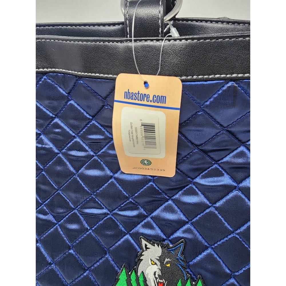 NBA Womens Minnesota Timberwolves Quilted Tote Bag Satin Blend Casual Size OS - Picture 6 of 10